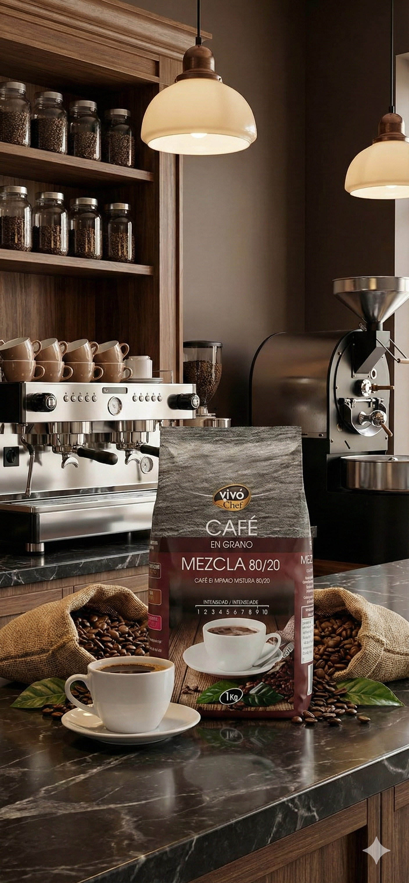 Cafe en Grano Mezcla 80/20 Vivochef 1Kg