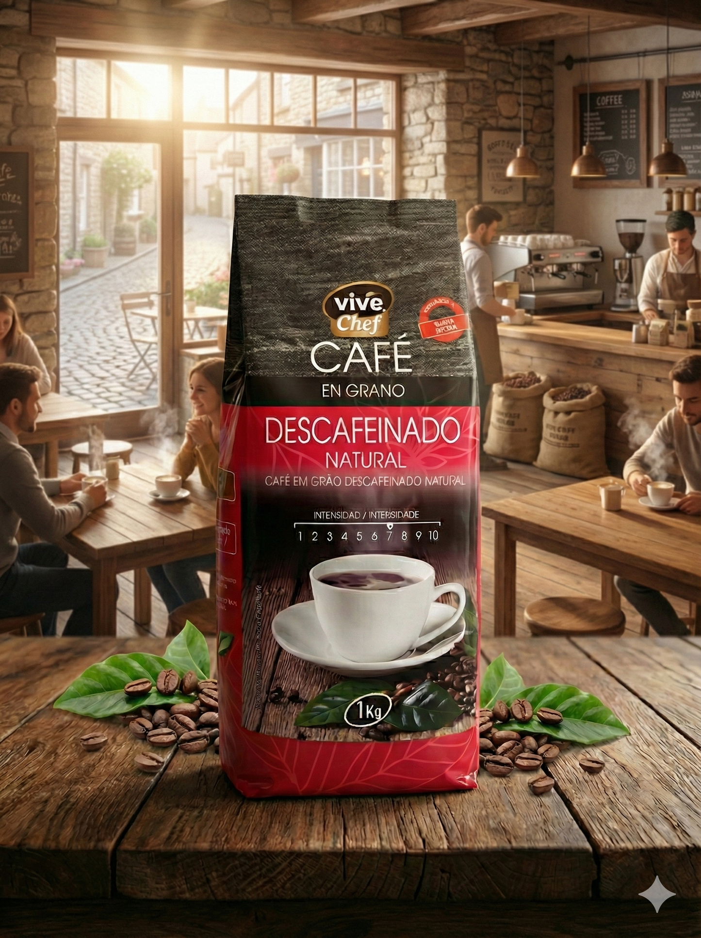 Cafe en Grano Descafeinado Vivochef 1kg
