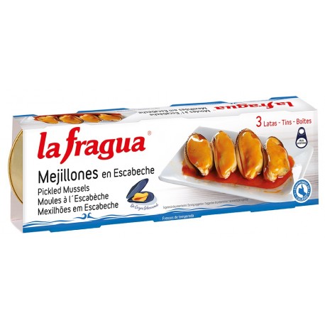 Mejillones en Escabeche La Fragua pack 3 Latas RO85