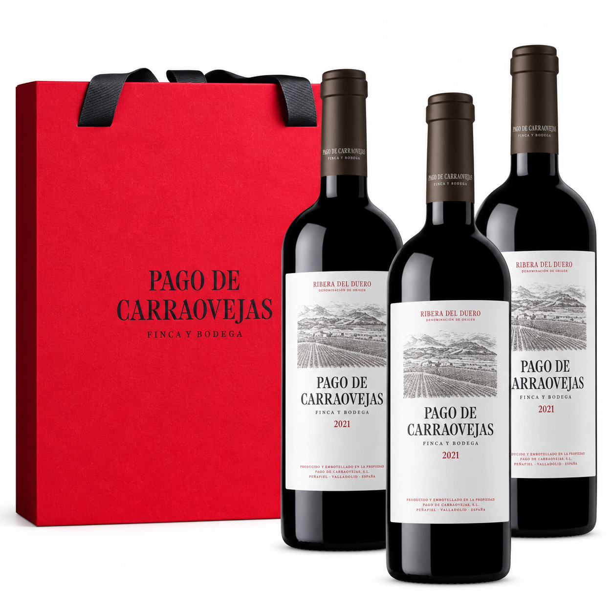 Pack de 3 botellas de vino Pago de Carraovejas Ribera del Duero con estuche