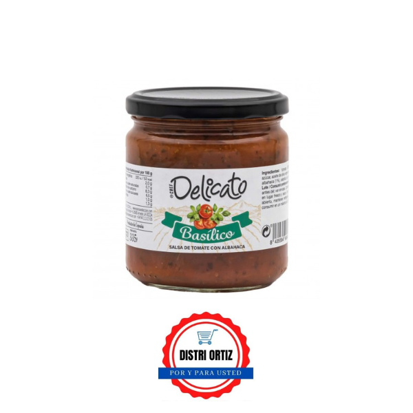 Salsa De Tomate Con Albahaca Delicato 370g