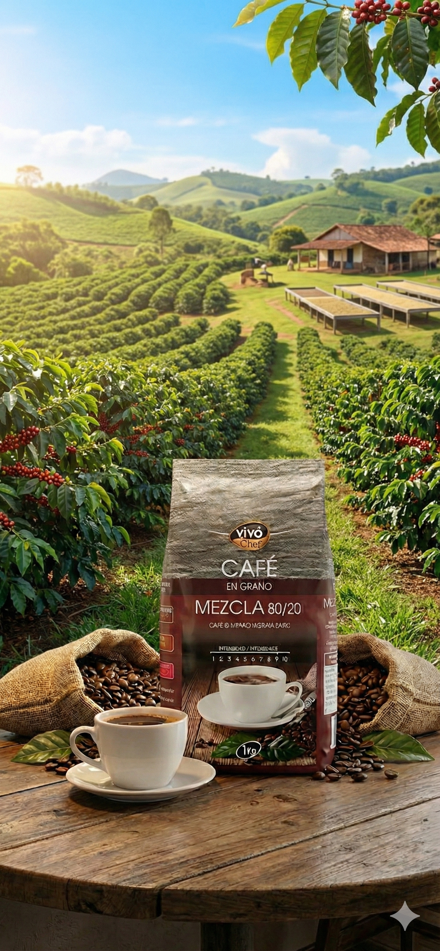Cafe en Grano Mezcla 80/20 Vivochef 1Kg
