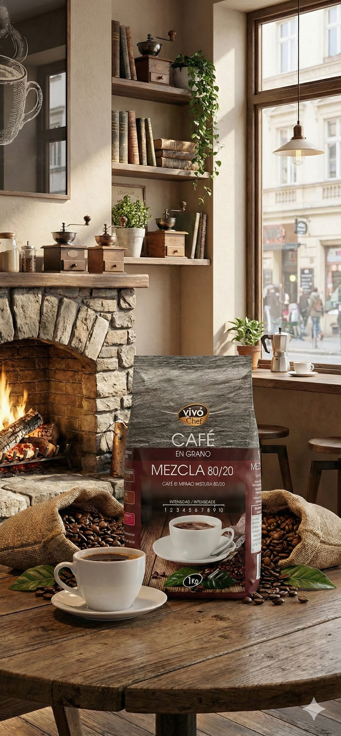 Cafe en Grano Mezcla 80/20 Vivochef 1Kg