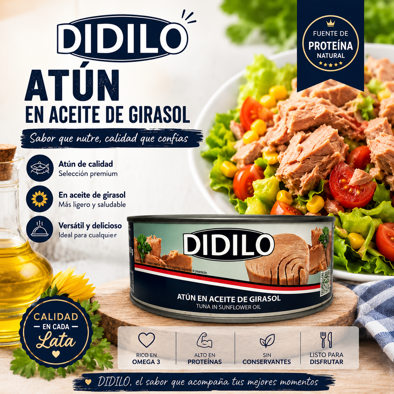Atún Didilo en aceite de girasol – fuente natural de proteínas