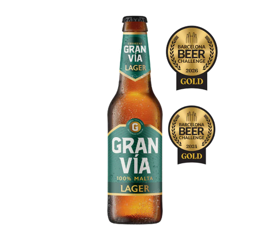 Cerveza Lager Gran Vía 100% Malta botella 33 cl