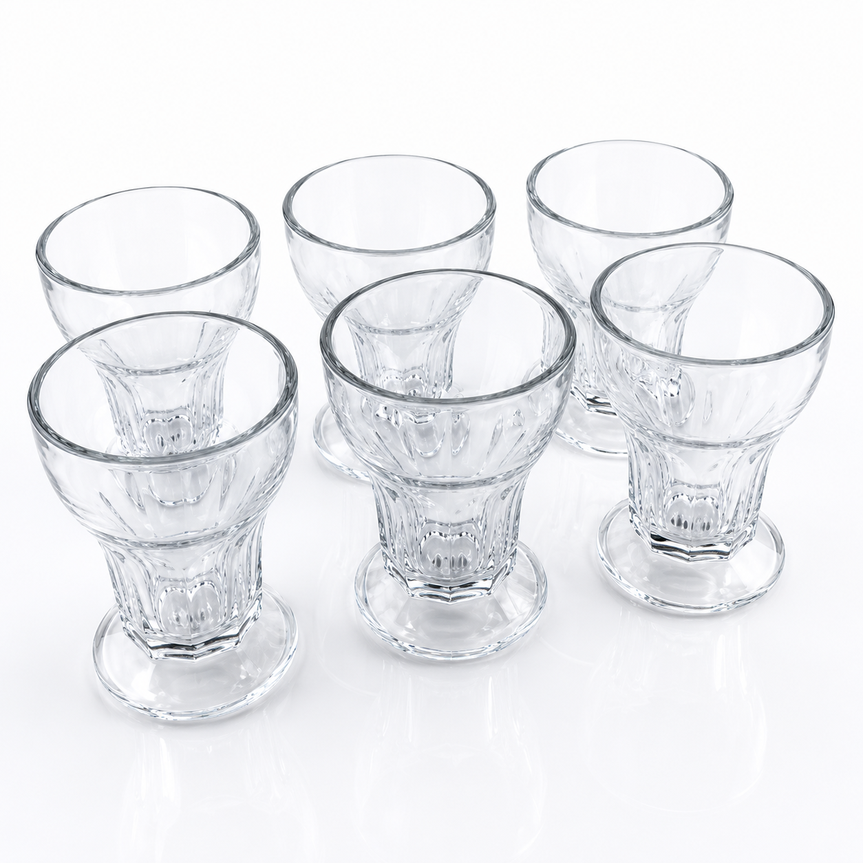 Set de 6 copas asiáticas de cristal transparente