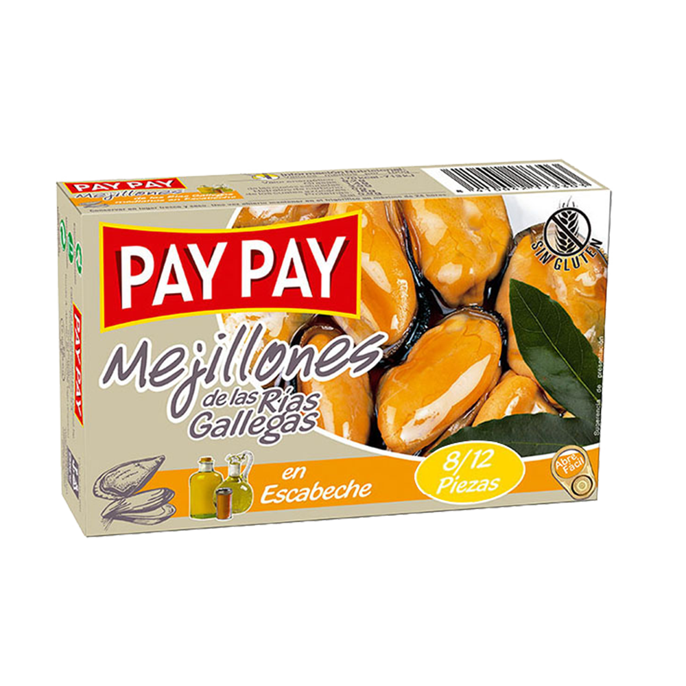 Mejillones Pay Pay Escabeche R Galleg 8/12pz Ol120 - Distri Ortiz