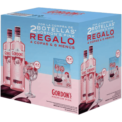 Ginebra Gordons Pink 2 Botellas + 4 Copas - Distri Ortiz