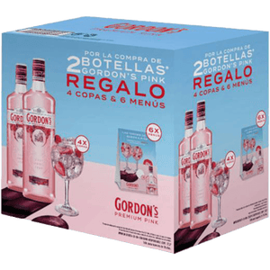 Ginebra Gordons Pink 2 Botellas + 4 Copas - Distri Ortiz