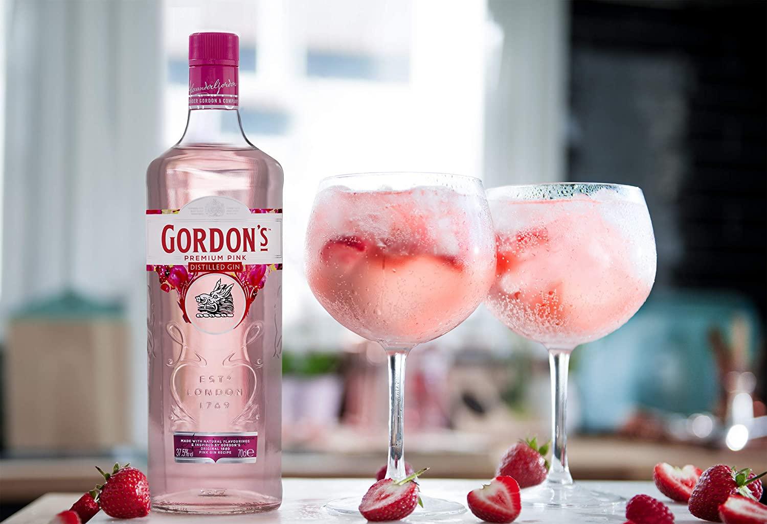 Ginebra Gordons Pink 2 Botellas + 4 Copas - Distri Ortiz